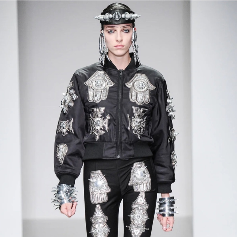KTZ Kokon To Zai SS14 Runway Black Berbere Jewel Patch Bomber Jacket